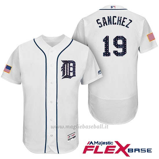 Maglia Baseball Uomo Detroit Tigers 2017 Estrellas y Rayas Anibal Sanchez Bianco Flex Base